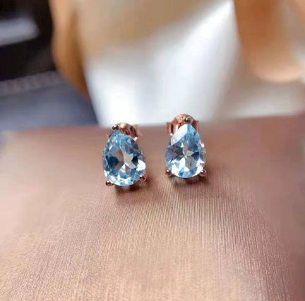 Aquamarine Earrings | 925 Sterling Silver Blue Gemstone Jewelry