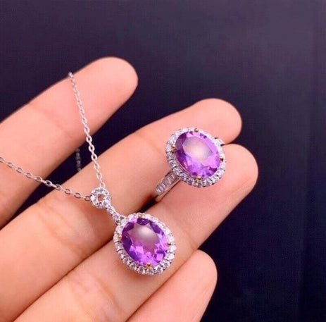 Amethyst Jewelry Sets | 925 Sterling Silver Matching Gemstone Sets