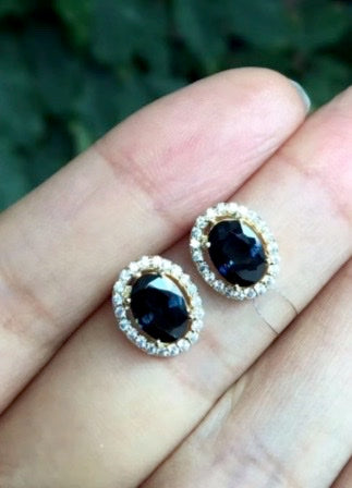 Black Sapphire Earrings | 925 Sterling Silver Dark Gemstone Jewelry