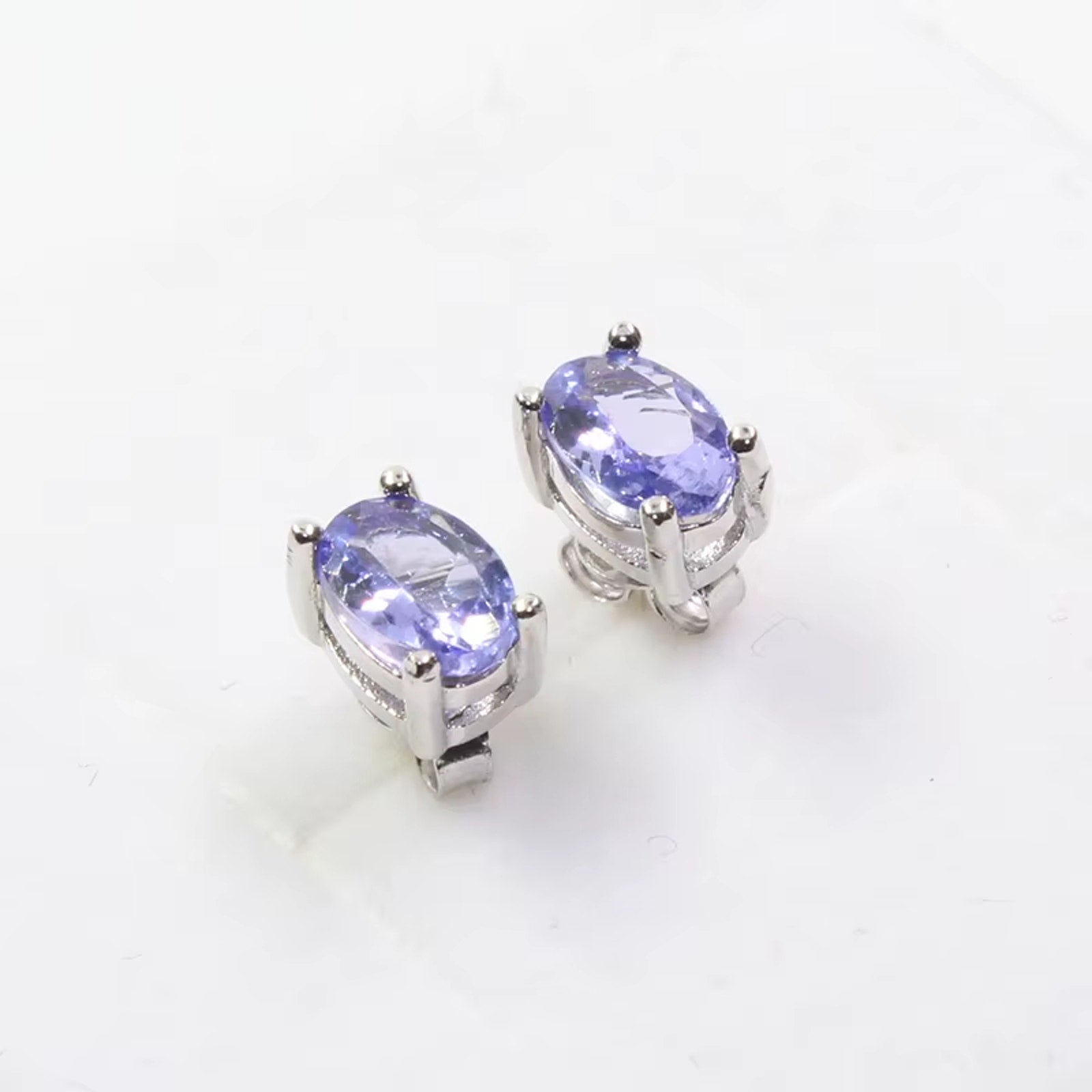 Purple Tanzanite Earrings 925 Sterling Silver, Natural Tanzanite Stud Earrings