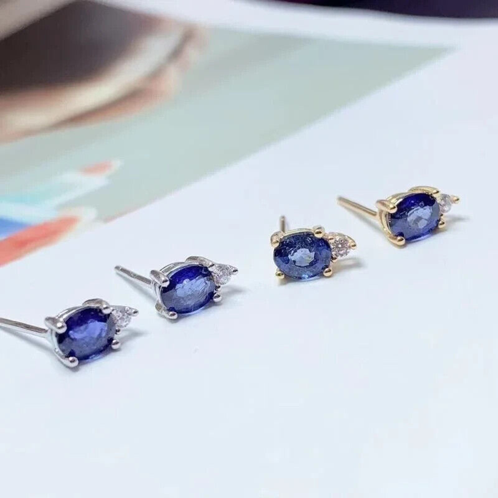 Sapphire Earrings, Natural Sapphire Stud Earrings, Sapphire Stud Earrings, Sterling Silver Sapphire Earrings, Sapphire, Natural Sapphire Earrings, 925 Sterling Silver, Blue Sapphire Earrings, Natural Blue Sapphire Earrings, Natural Blue Sapphire, Blue Sapphire, Bright Blue Sapphire, 925 Sterling Silver, Sapphire Earrings, Dainty, Dainty Stud Earrings, Dainty Sapphire Earrings, Women’s Sapphire Earrings, Anniversary Gift Sapphire, Sapphire September Birthstone, September Birthstone Sapphire