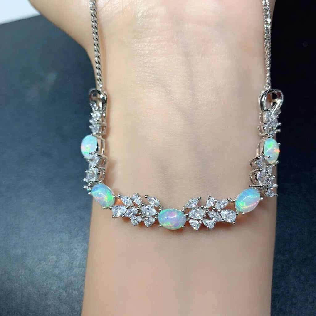 Fire Opal Statement Chain Necklace, Natural Fire Opal Clavicle Chain Necklace