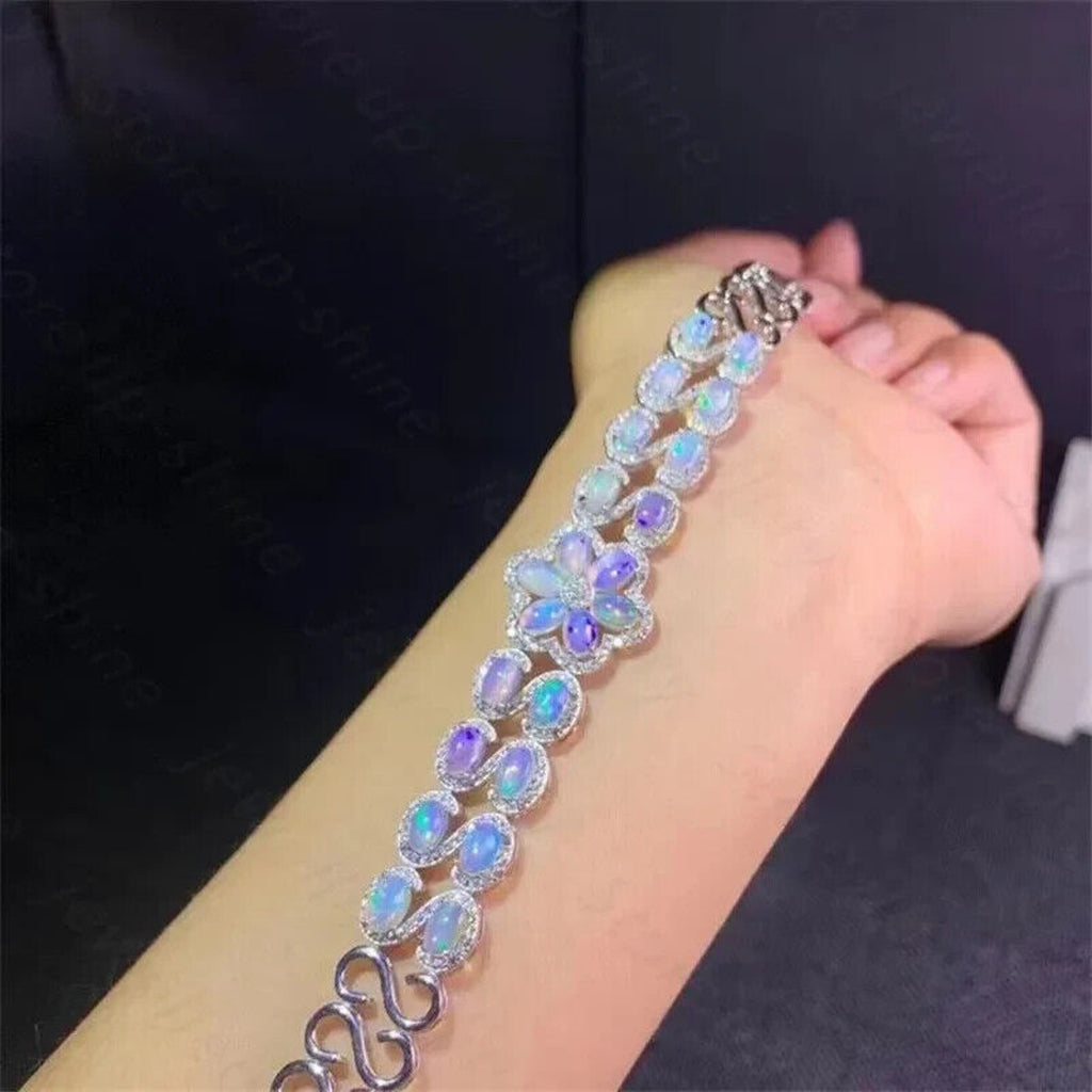 Natural Australian Fire Opal Double Layer Tennis Bracelet, Fire Opal Bracelet