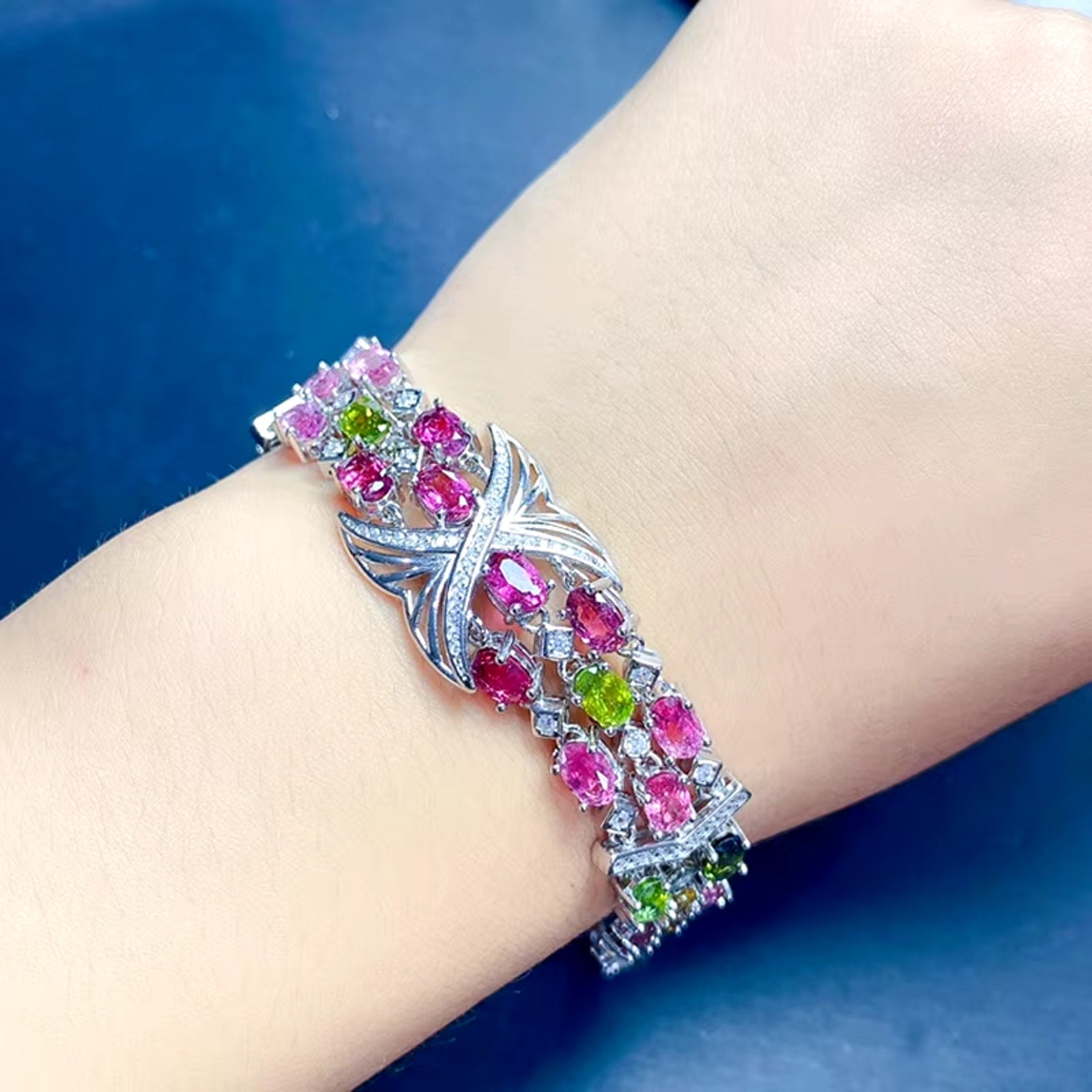 Natural Brazilian Tourmaline Multilayer Tennis Bracelet, Tourmaline Bracelet