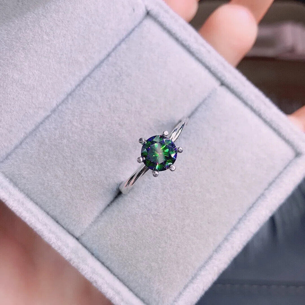 VVS1 1 CT Black Rainbow Moissanite Ring