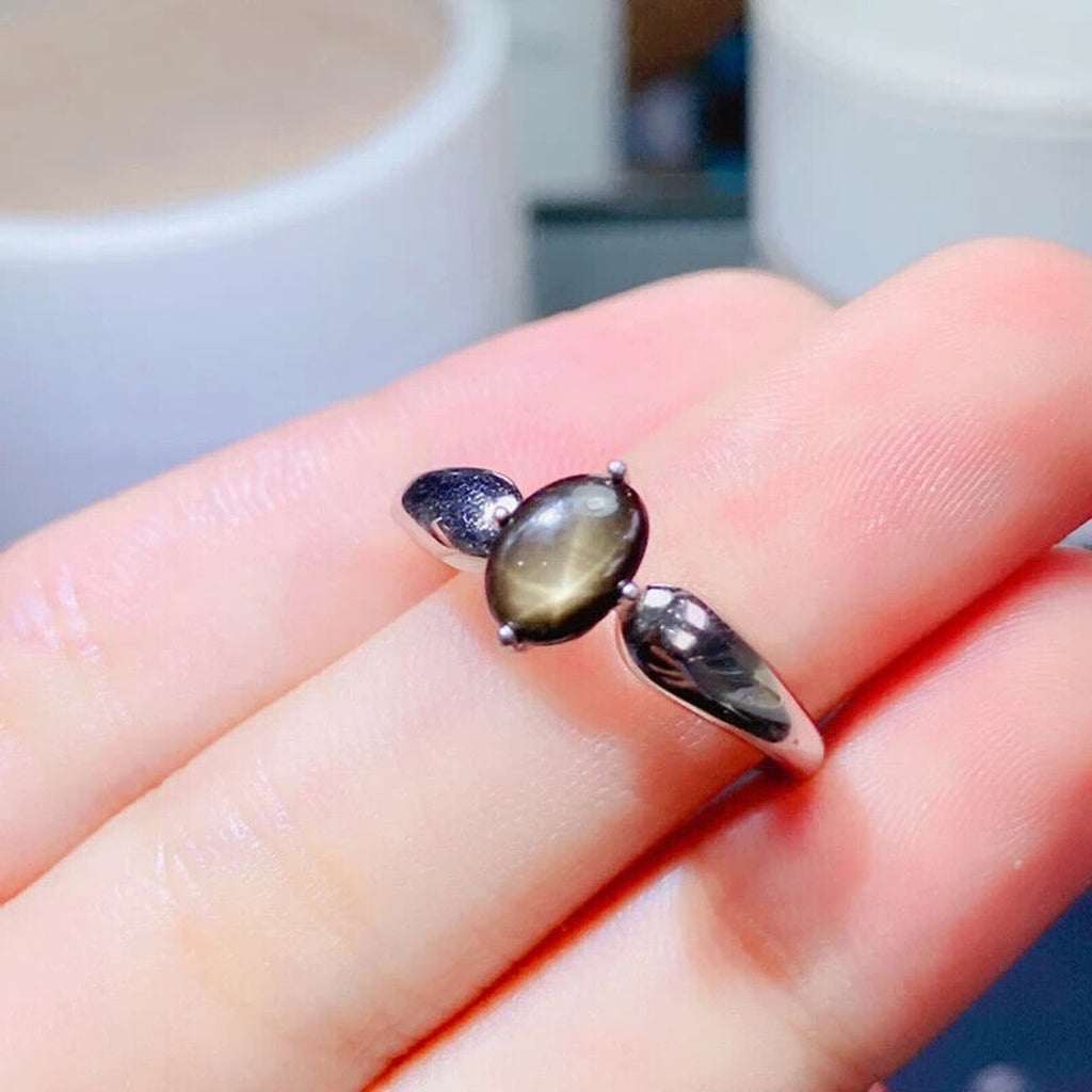 Star Sapphire, Natural Star Sapphire Ring, Star Light Sapphire Ring 925 Sterling