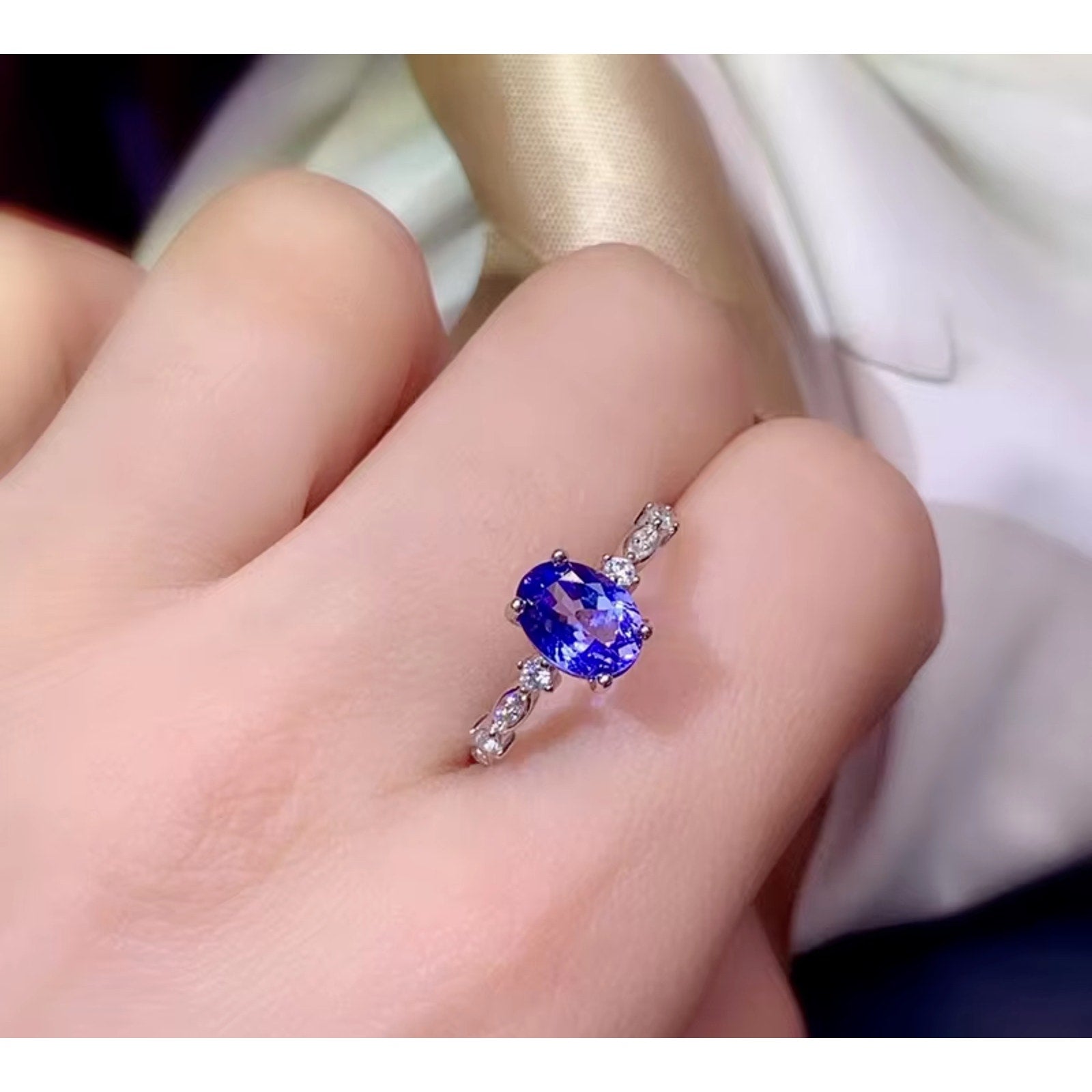 Tanzanite Ring, Natural Tanzanite Sterling Silver Ring, Purple Tanzanite Ring