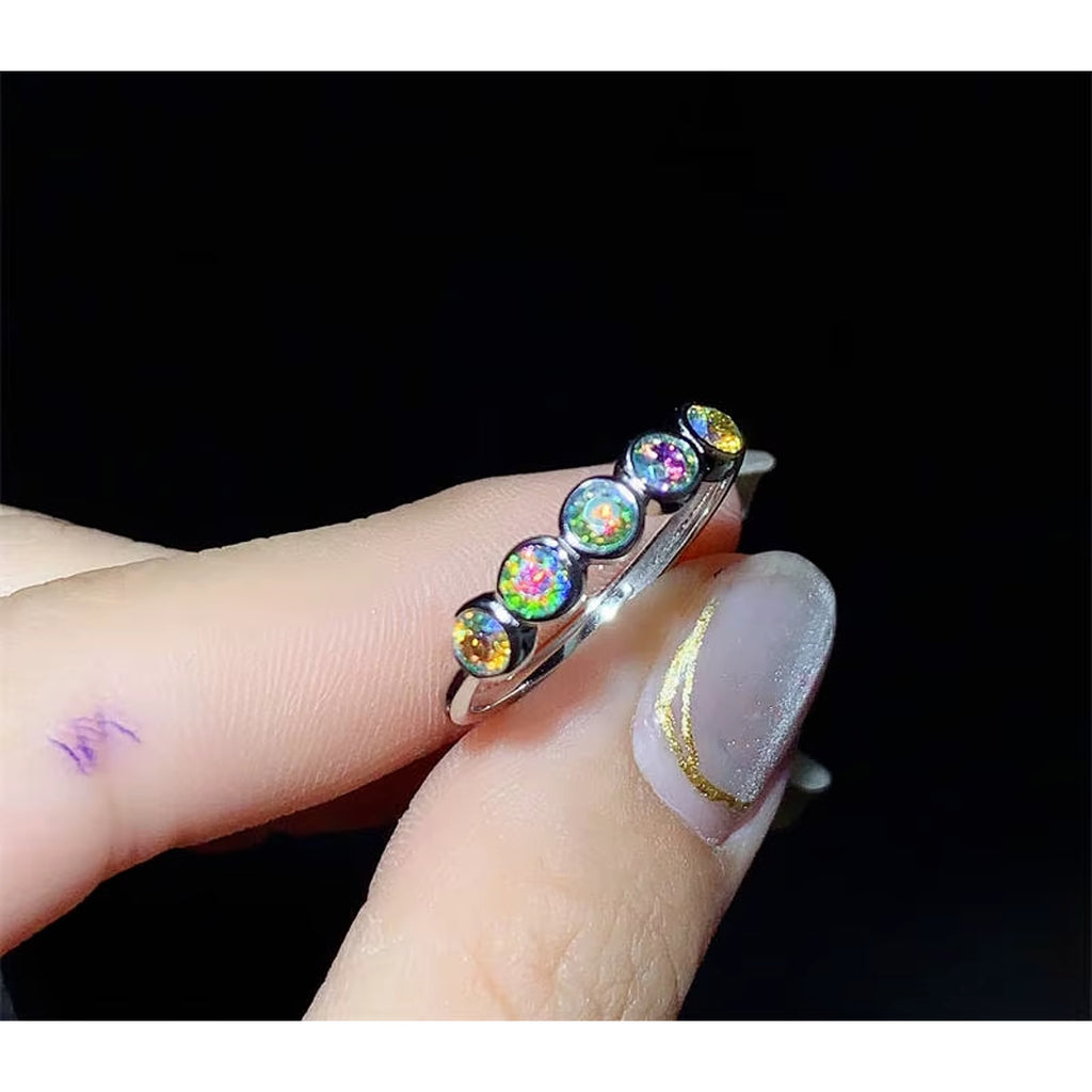 VVS1 Iradescent Rainbow Moissanite Band Ring 3mm