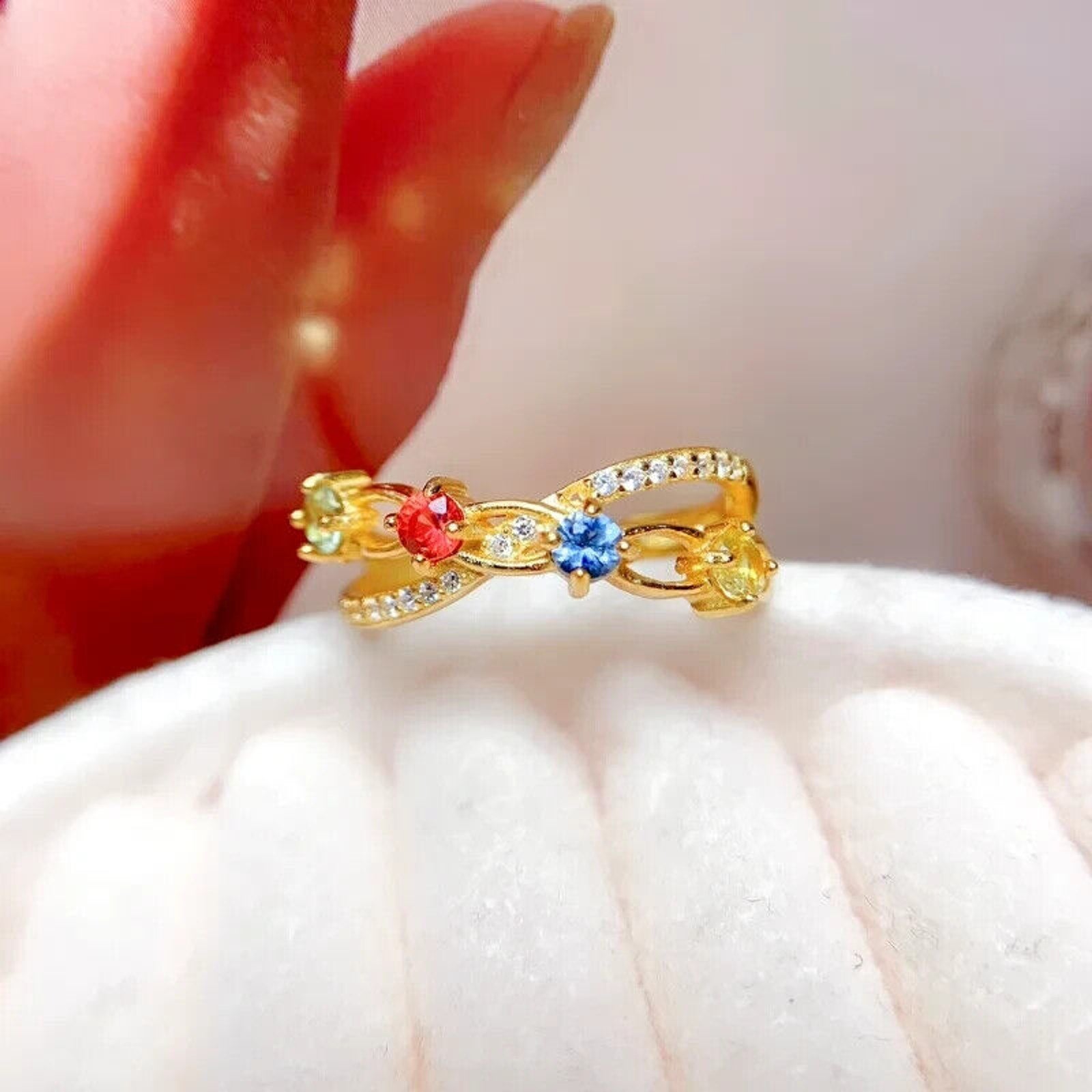 Natural Sapphire Cocktail Band Ring, Women's Natural Sapphire Rings Gold