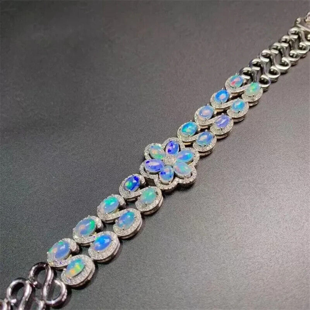 Natural Australian Fire Opal Double Layer Tennis Bracelet, Fire Opal Bracelet