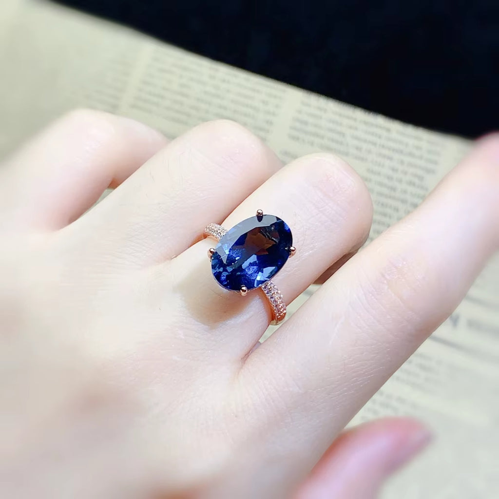 10Ct Oval Cut London Blue Topaz Halo Engagement Ring 925 Sterling Silver