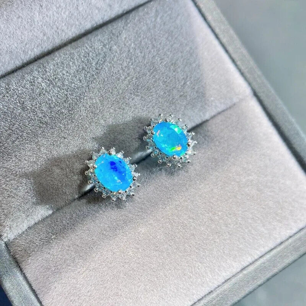 Blue Opal Earrings, Opal Earrings, Natural Opal Earrings, Genuine Opal Earrings, Opal Earrings, Blue Fire Opal Earrings, Sterling Silver Opal Earrings, Blue Opal, Opal Earrings, Opal Stud Earrings, Fire Opal Earrings, Fire Opal Stud Earrings