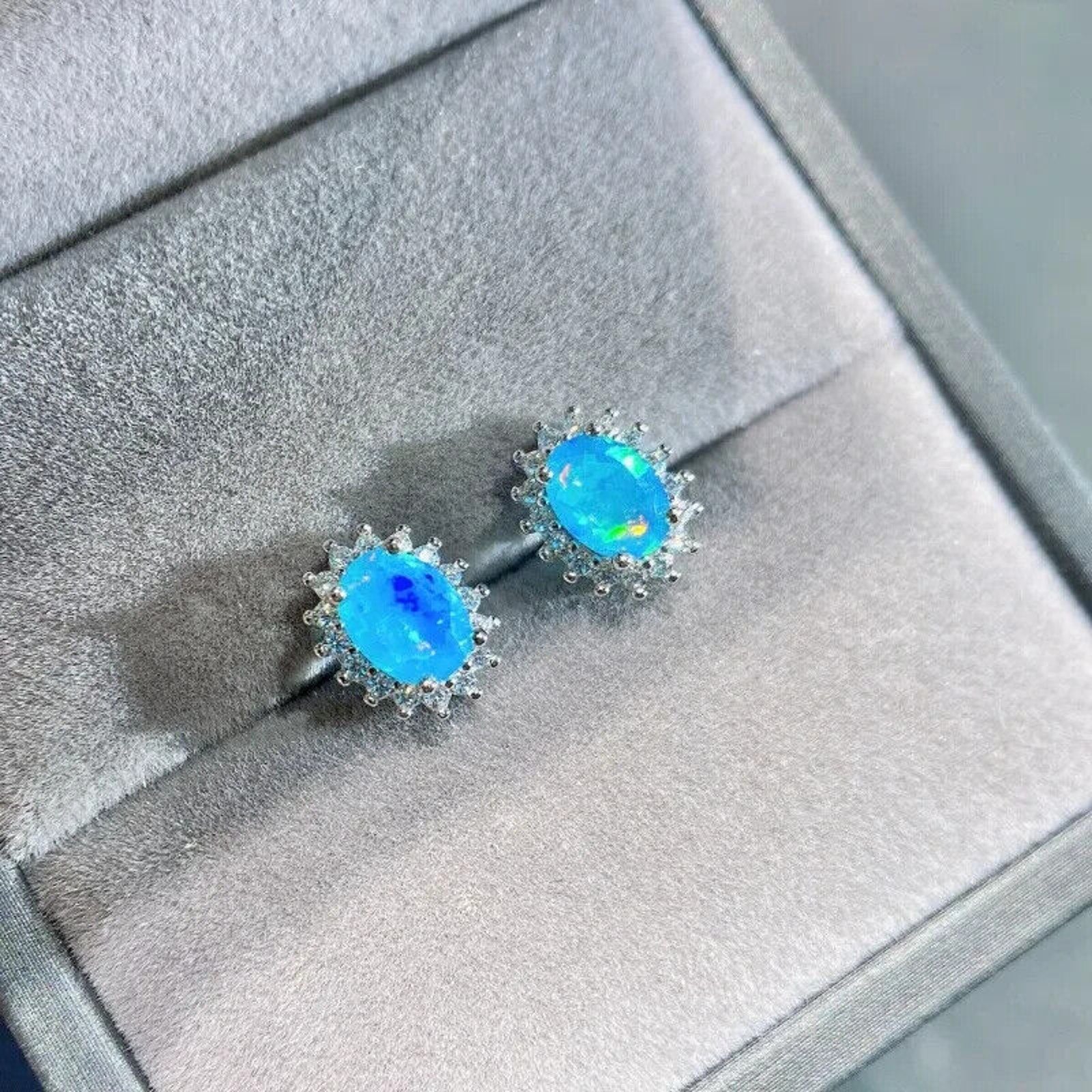Blue Opal Earrings, Opal Earrings, Natural Opal Earrings, Genuine Opal Earrings, Opal Earrings, Blue Fire Opal Earrings, Sterling Silver Opal Earrings, Blue Opal, Opal Earrings, Opal Stud Earrings, Fire Opal Earrings, Fire Opal Stud Earrings