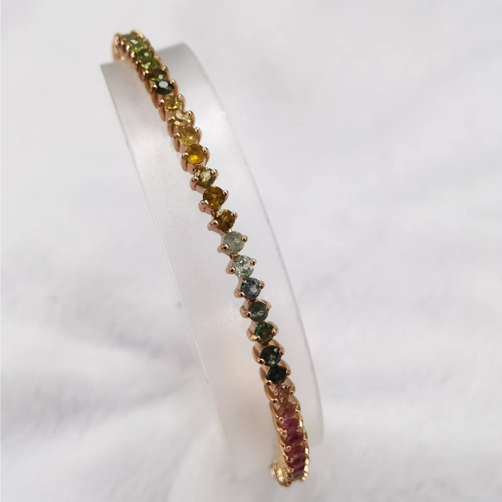 Natural Brazilian Tourmaline Tennis Bracelet, Tourmaline Bracelet 925 Sterling
