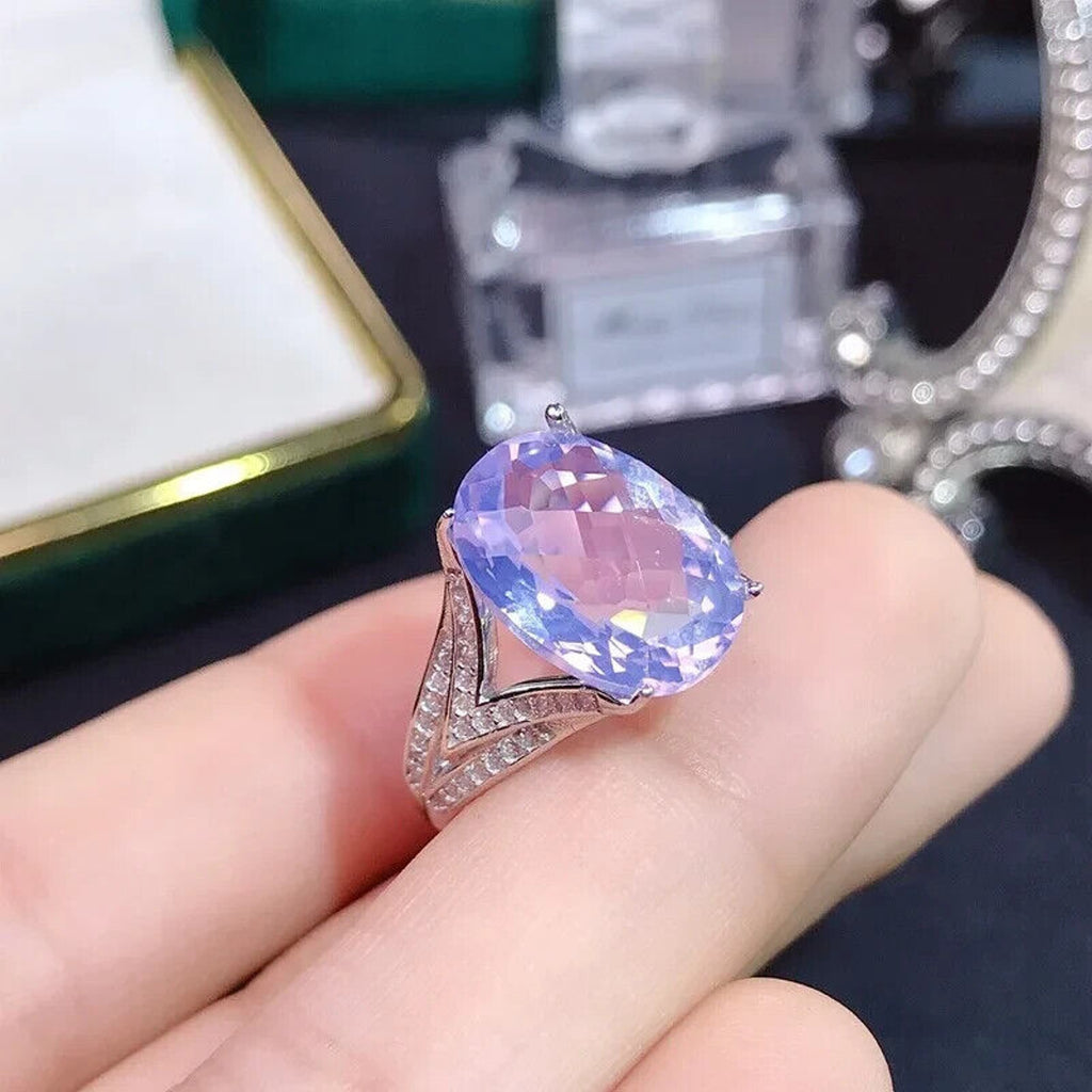 Lavender Amethyst Statement Ring, Natural Oval Cut Light Purple Amethyst Ring