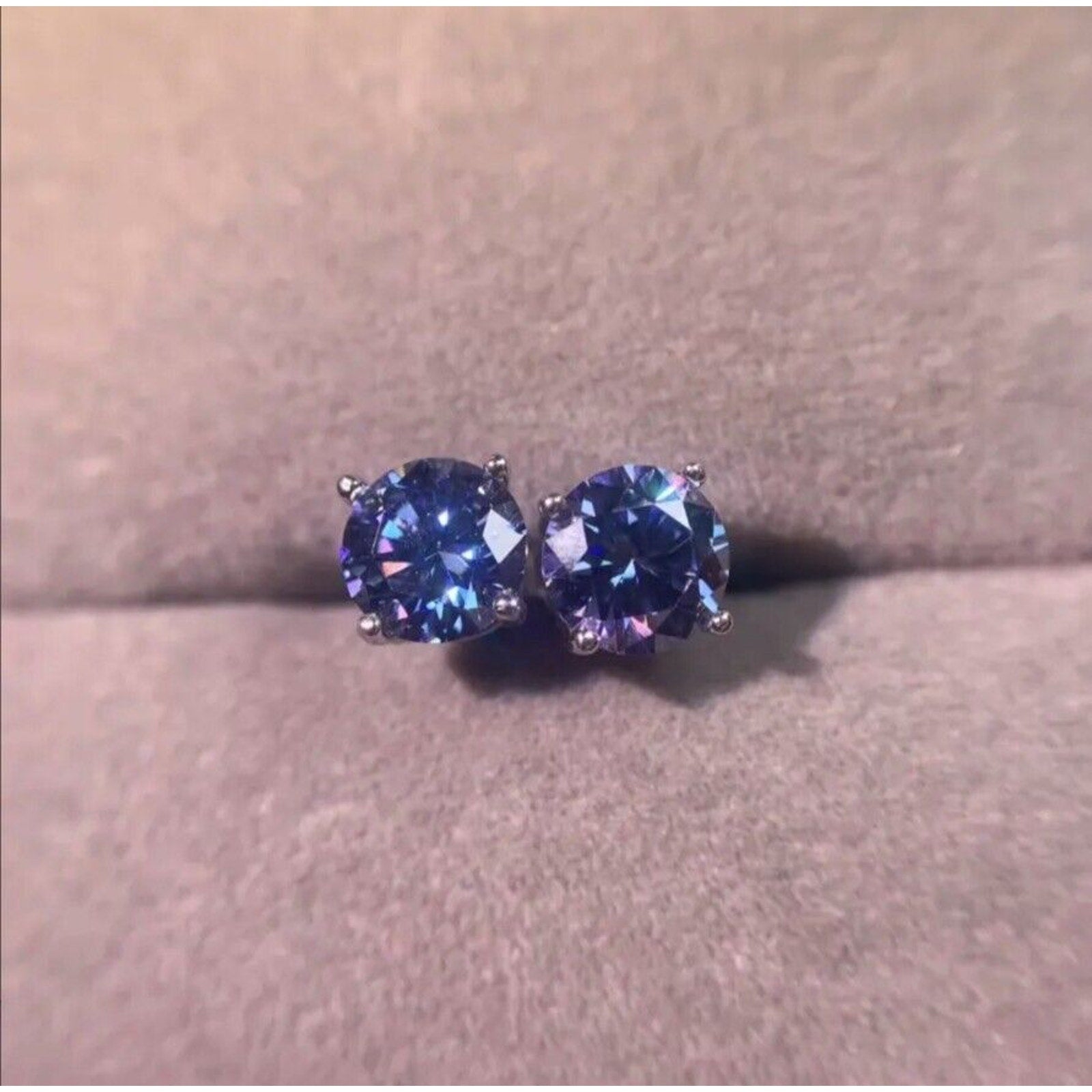 VVS1 1 CT Royal Blue Moissanite Stud Earrings