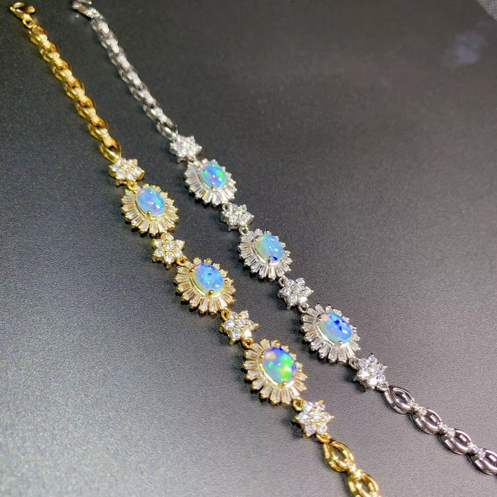 Opal Bracelet, Fire Opal, Natural Fire Opal, Genuine Opal Bracelet, Australian Fire Opal, Natural Opal Bracelet, Opal Tennis Bracelet, Sterling Silver Opal Bracelet, Natural Opal, Opal, Fire Opal Bracelet, Opal Bracelet For Women