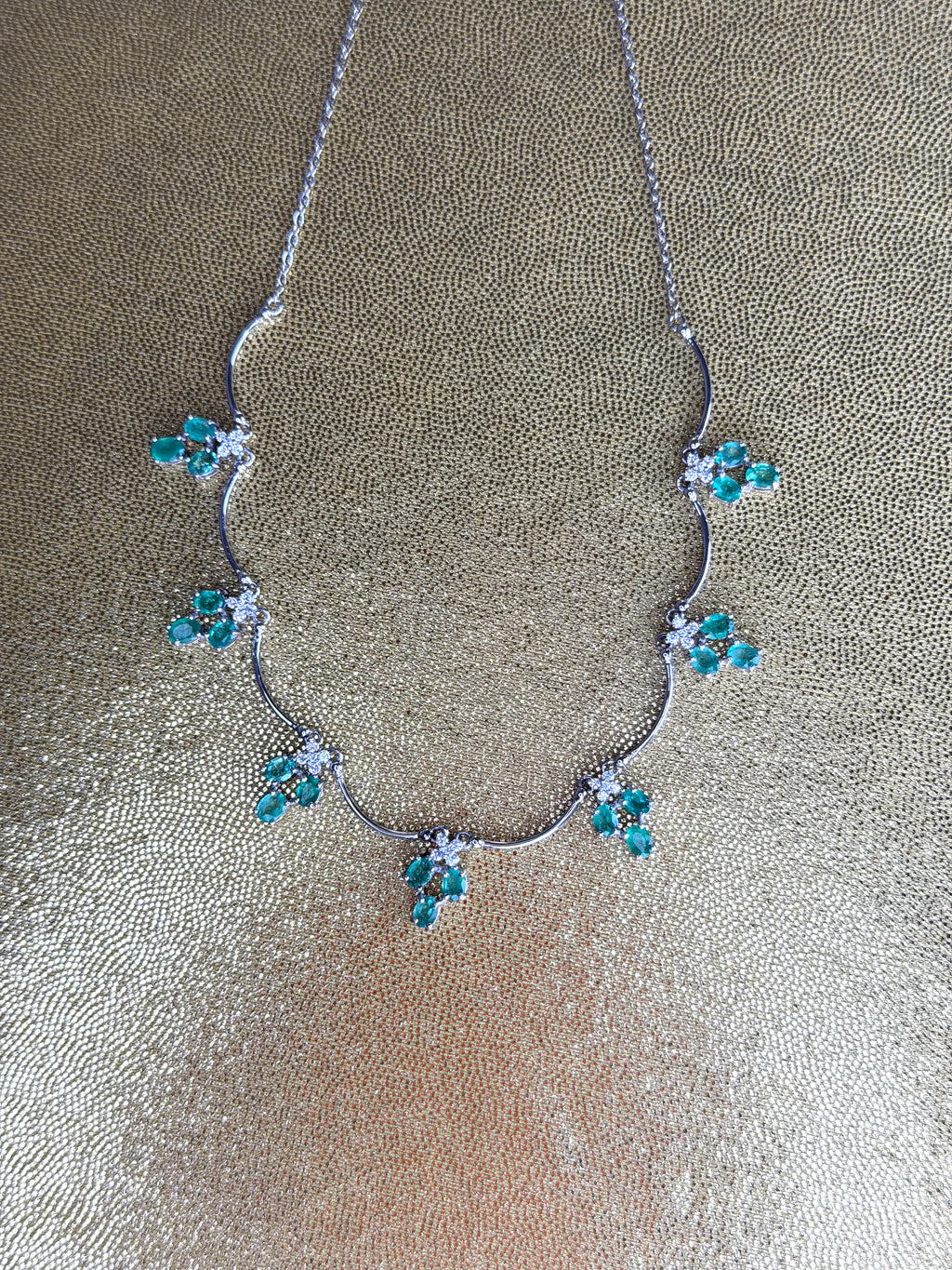 Natural Emerald Scallop Charm Necklace 3x4mm