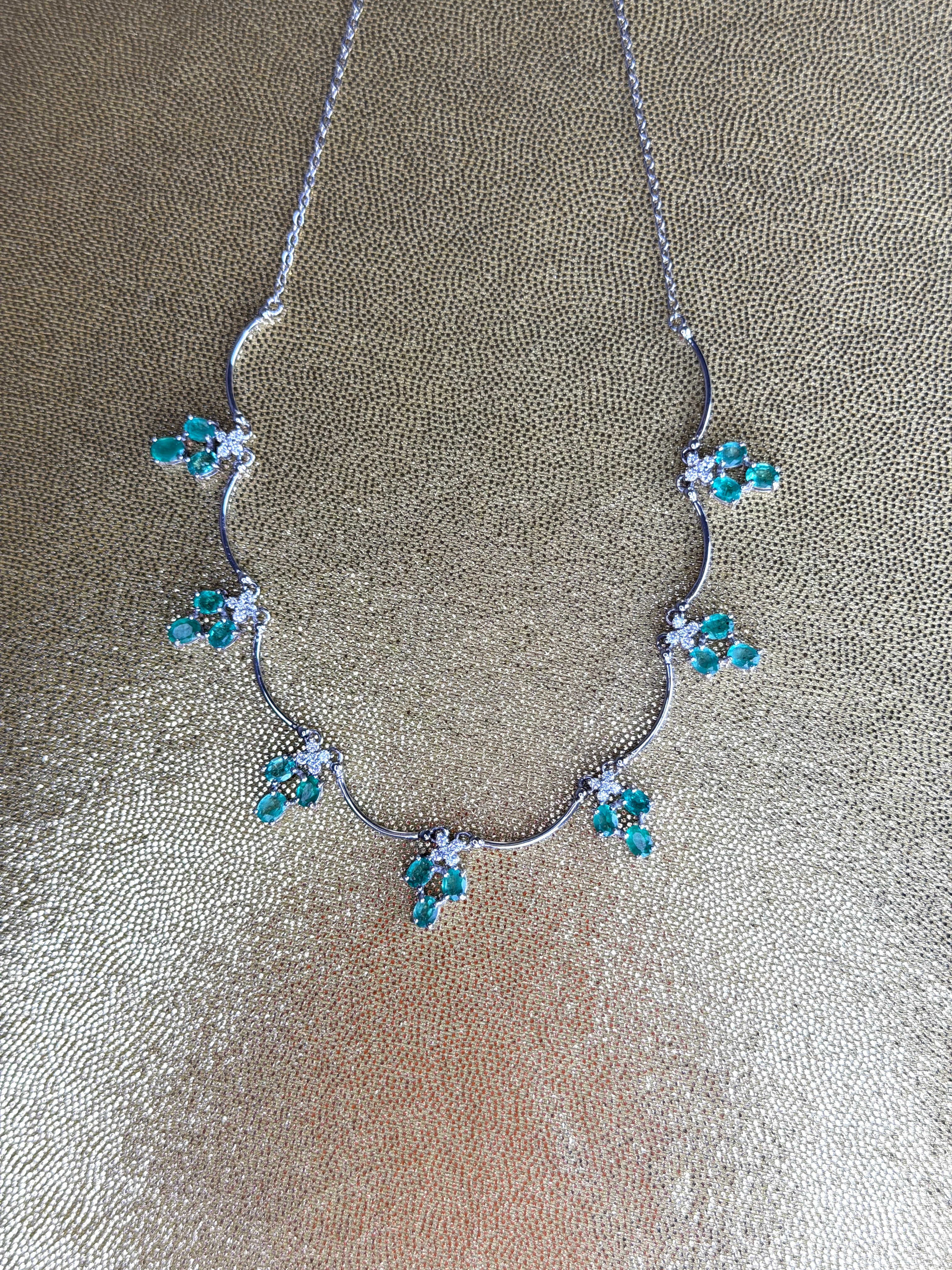 Natural Emerald Scallop Charm Necklace 3x4mm