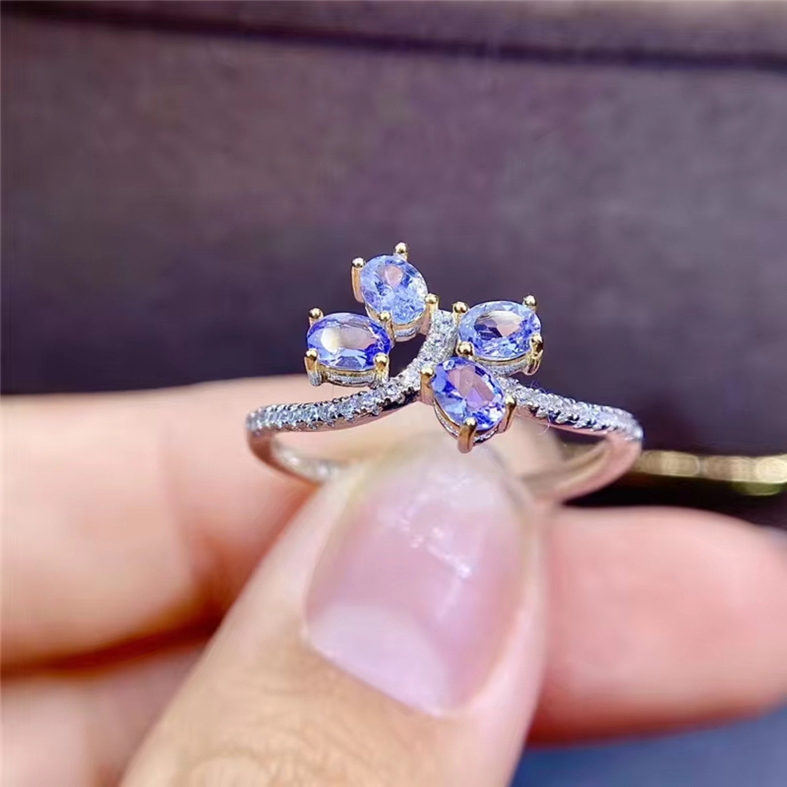 Tanzanite Ring, Natural Purple Tanzanite Ring Sterling Silver