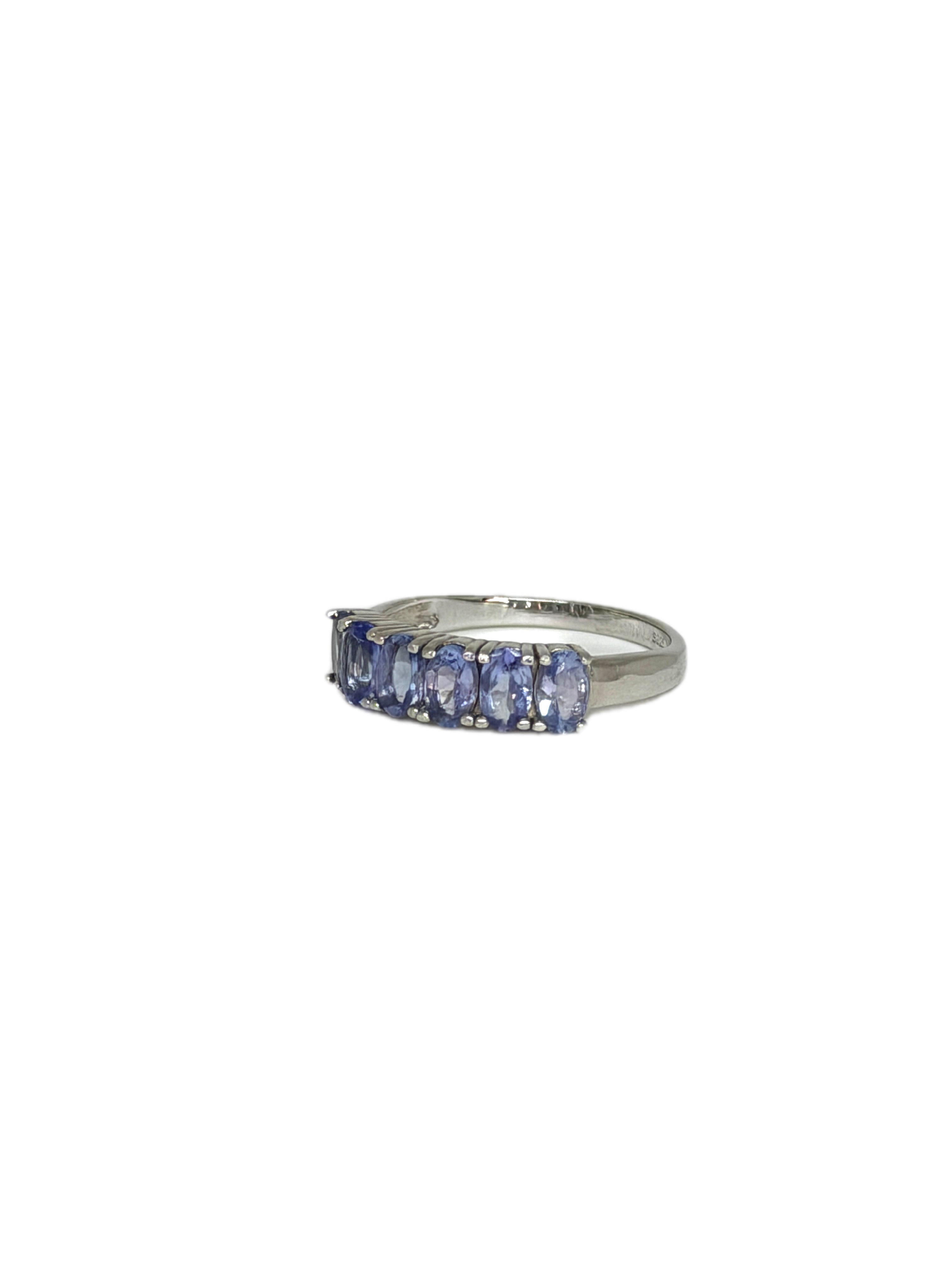 Purple Tanzanite Band Ring, Natural Tanzanite Rings For Women Sterling Silver