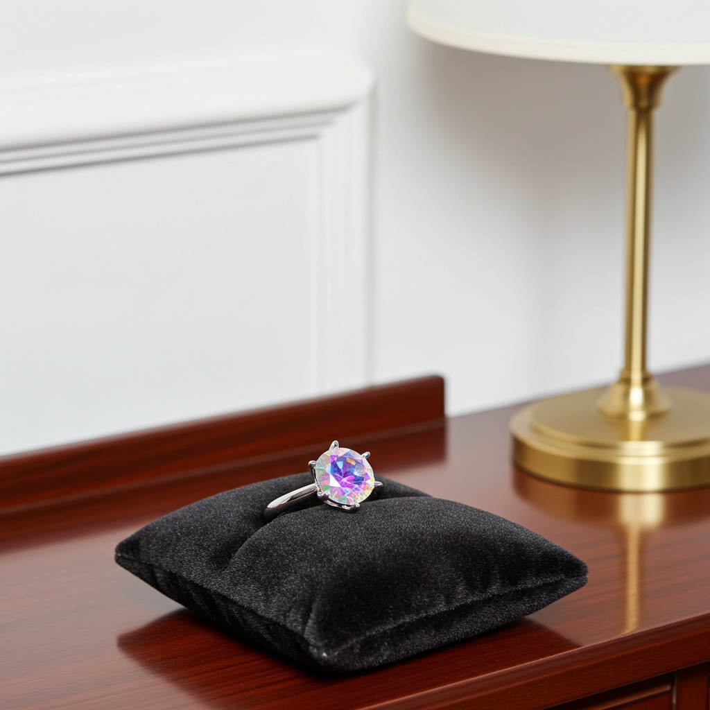 2CT VVS1 Round Brilliant Cut Iridescent Moissanite Ring