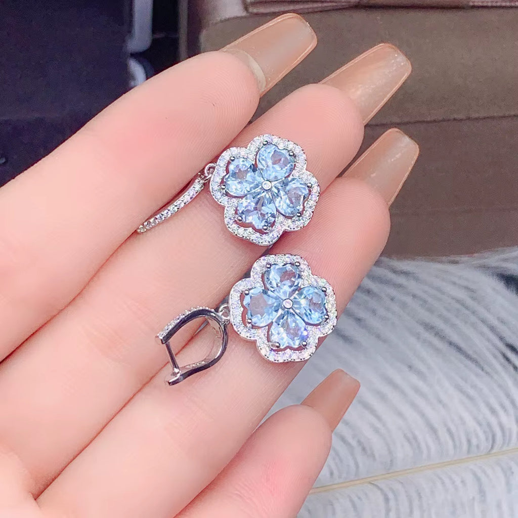 Natural Aquamarine Gemstone Earrings 925 Sterling Silver 5mm Heart Shape