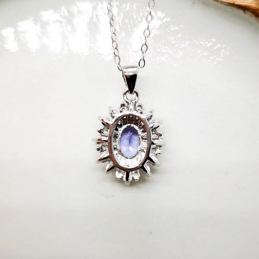 Purple Tanzanite Pendant Necklace, Natural Tanzanite Necklace For Women