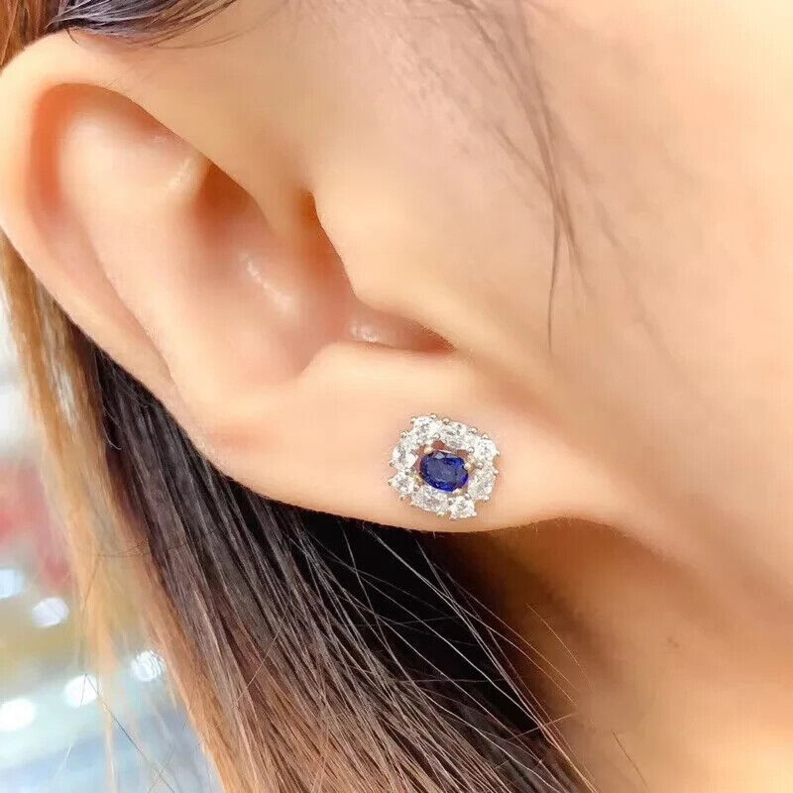 Sapphire Earrings, Natural Sapphire Stud Earrings, Sapphire Stud Earrings, Sterling Silver Sapphire Earrings, Sapphire, Natural Sapphire Earrings, 925 Sterling Silver, Blue Sapphire Earrings, Natural Blue Sapphire Earrings, Natural Blue Sapphire, Blue Sapphire, Bright Blue Sapphire, 925 Sterling Silver, Sapphire Earrings, Dainty, Dainty Stud Earrings, Dainty Sapphire Earrings, Women’s Sapphire Earrings, Anniversary Gift Sapphire, Sapphire September Birthstone, September Birthstone Sapphire, Sapphire Studs