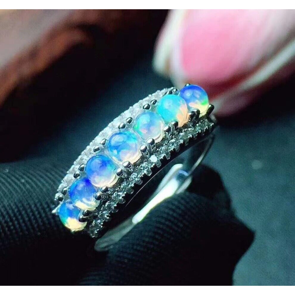 Australian Opal Ring, Opal Sterling Silver Ring, Natural Opal Ring, Opal Ring