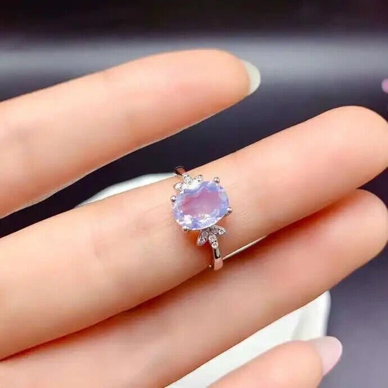 Lavender Amethyst Jewelry Set, Oval Cut Lavender Amethyst Pendant and Ring Set