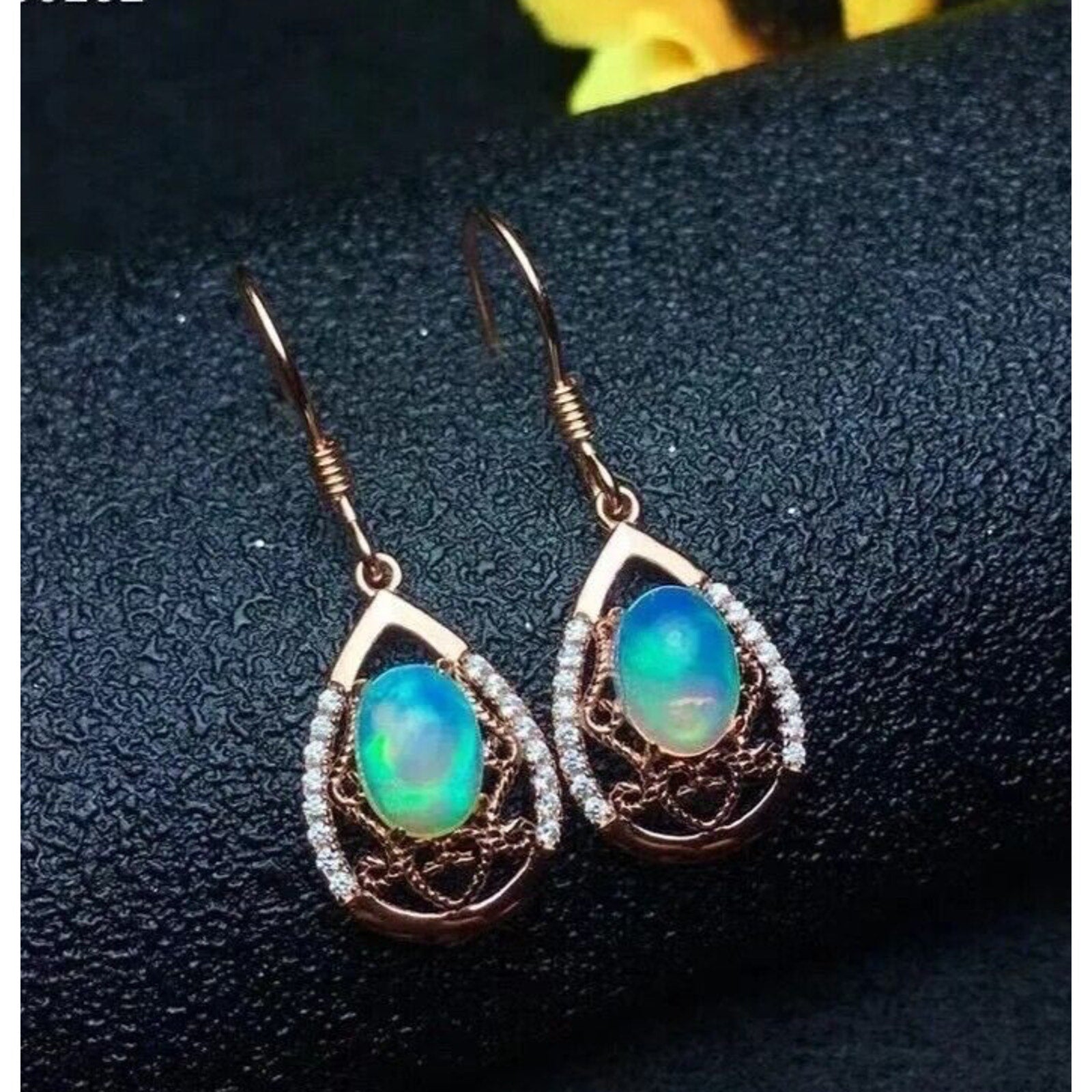 Dangle Earrings Opal, Opal Gemstone Silver, Natural Opal Earring 5x7mm