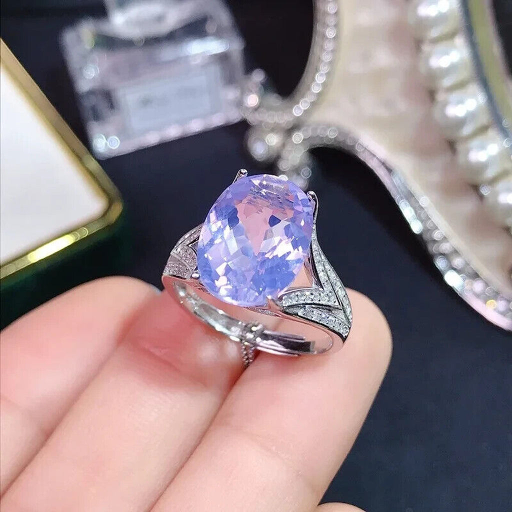 Lavender Amethyst Statement Ring, Natural Oval Cut Light Purple Amethyst Ring