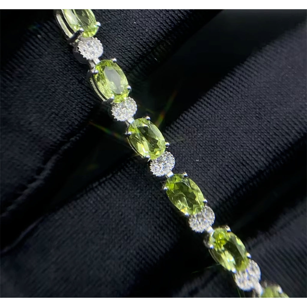 Natural Peridot August Birthstone Tennis Bracelet 925 Sterling Silver