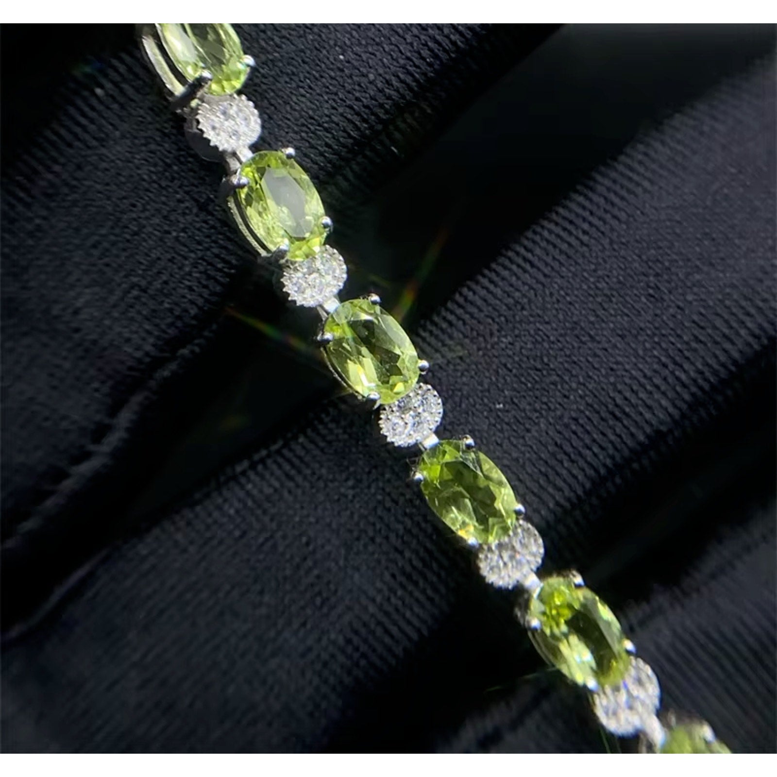 Natural Peridot August Birthstone Tennis Bracelet 925 Sterling Silver