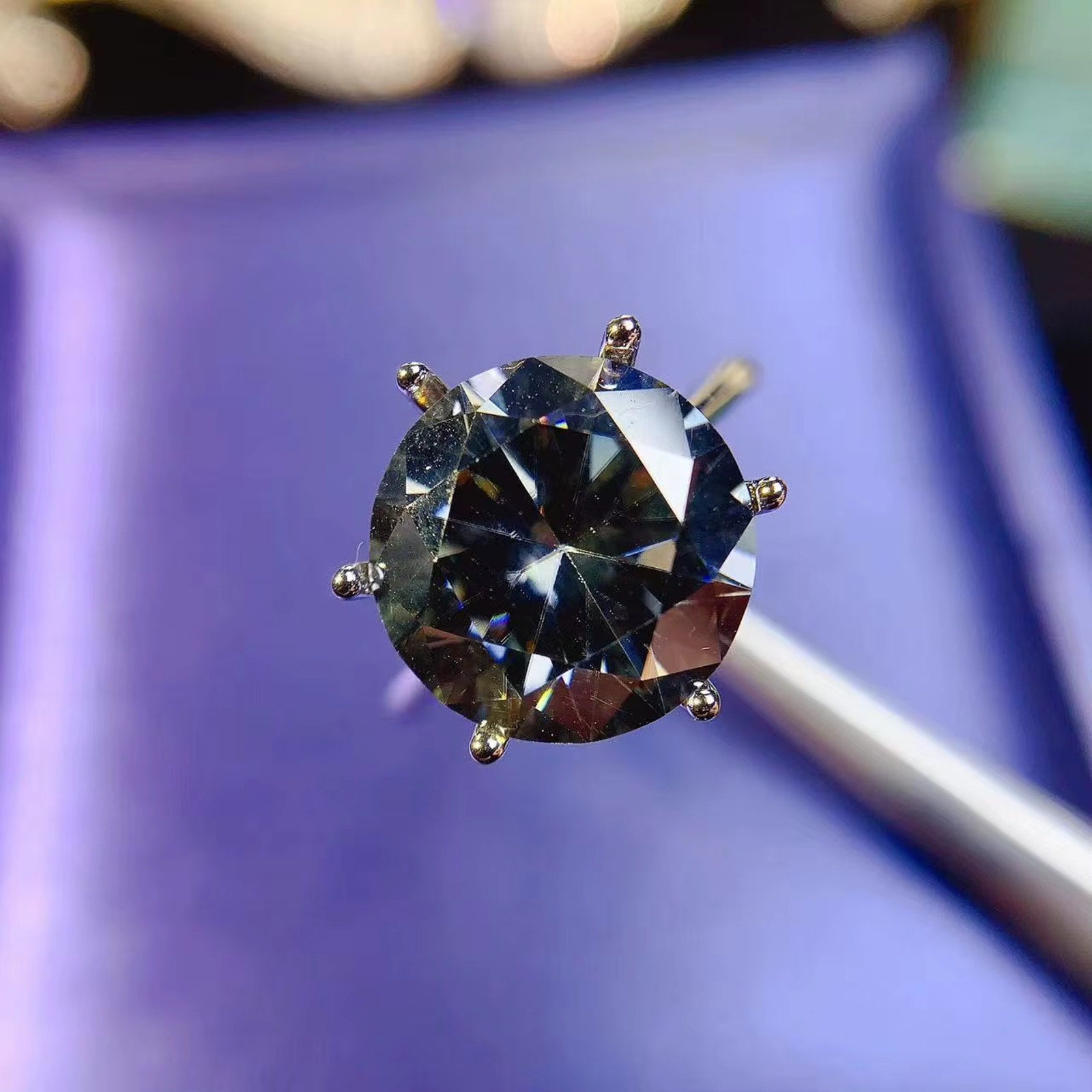 Moissanite Ring, Moissanite, VVS1 Miossanite, Gray Moissanite, White Moissanite, Solitaire Moissanite Ring, Round Brilliant Cut Moissanite Ring, Moissanite Ring, Round Brilliant Cut, 5 Carat Moissanite Ring, Moissanite Jewelry