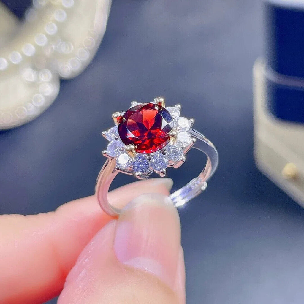 Women's Red Garnet Jewelry Set, Natural Red Garnet Necklace and Pendant Set