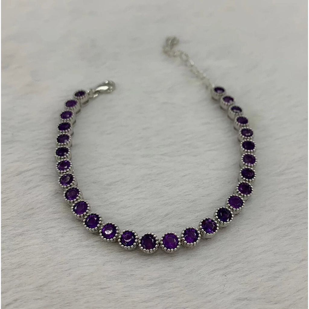 Women's Amethyst Tennis Bracelet, Sterling Silver Amethyst Bracelet