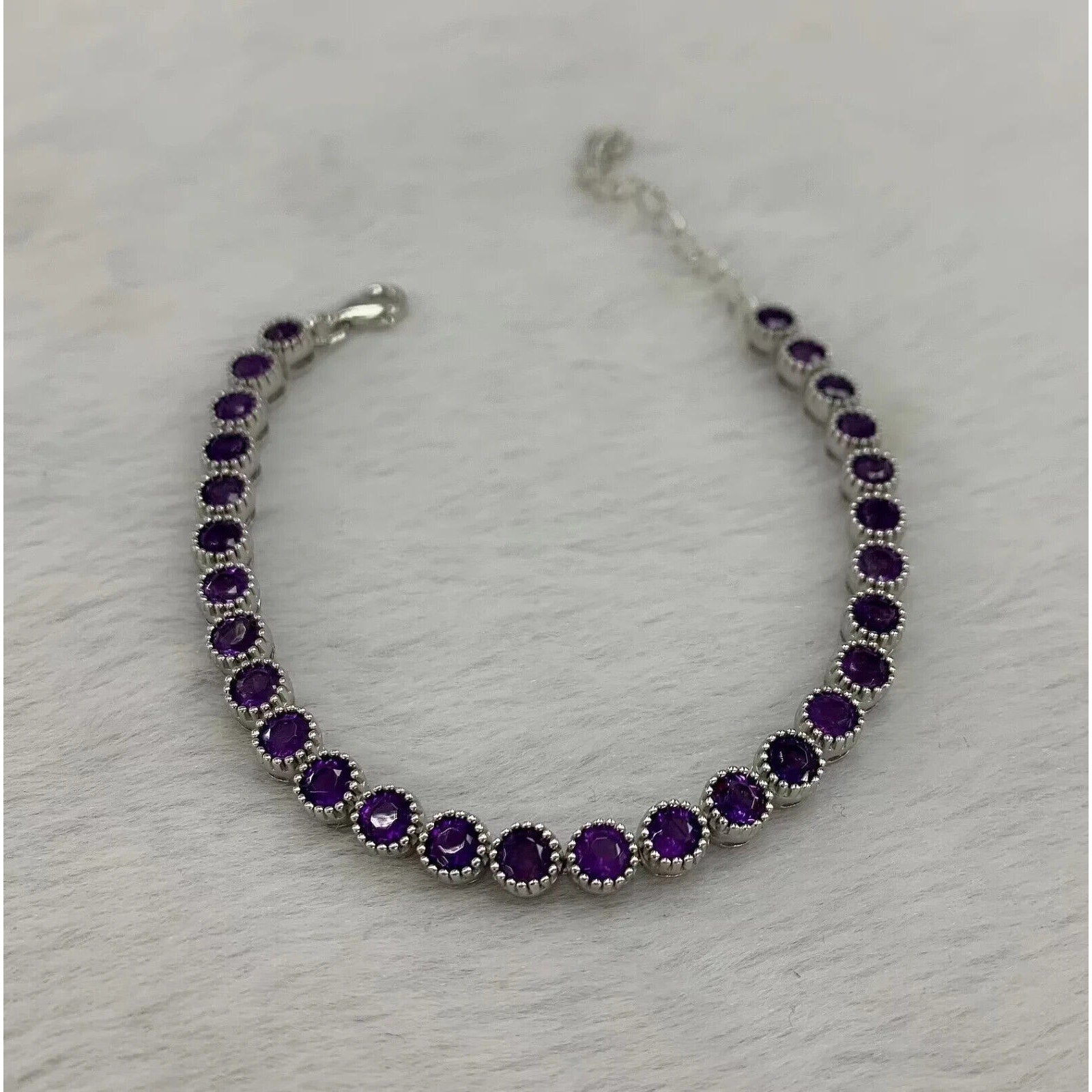 Women's Amethyst Tennis Bracelet, Sterling Silver Amethyst Bracelet