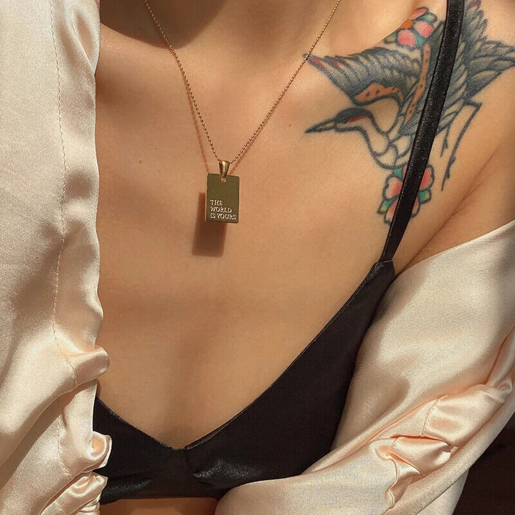 18k Gold Plated Hip Hip Message Necklace "Love Each Other More", Au750