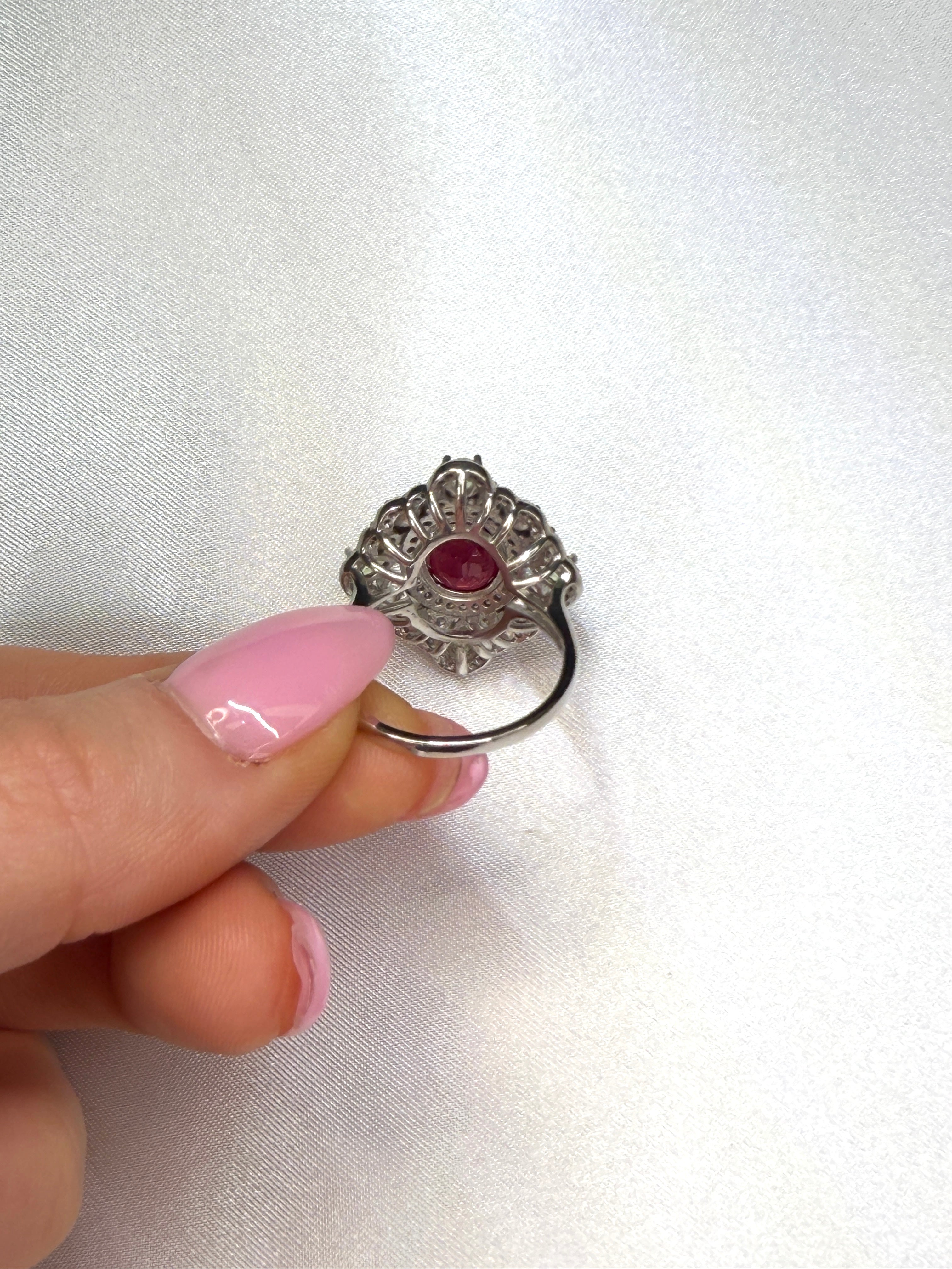 Natural Burma Ruby and Peridot Gemstone Statement Ring