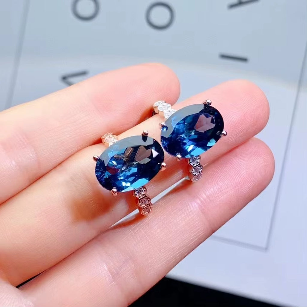 6CT Natural London Blue Topaz Ring 925 Sterling Silver, London Blue Topaz Ring