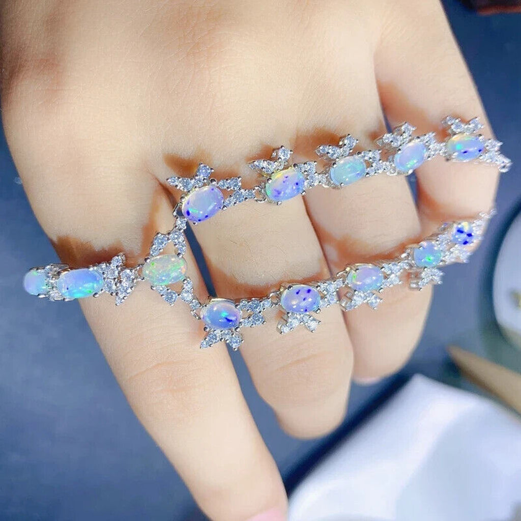 Natural Fire Opal Statement Necklace, Fire Opal Dangle Necklace 5x7mm Sterling