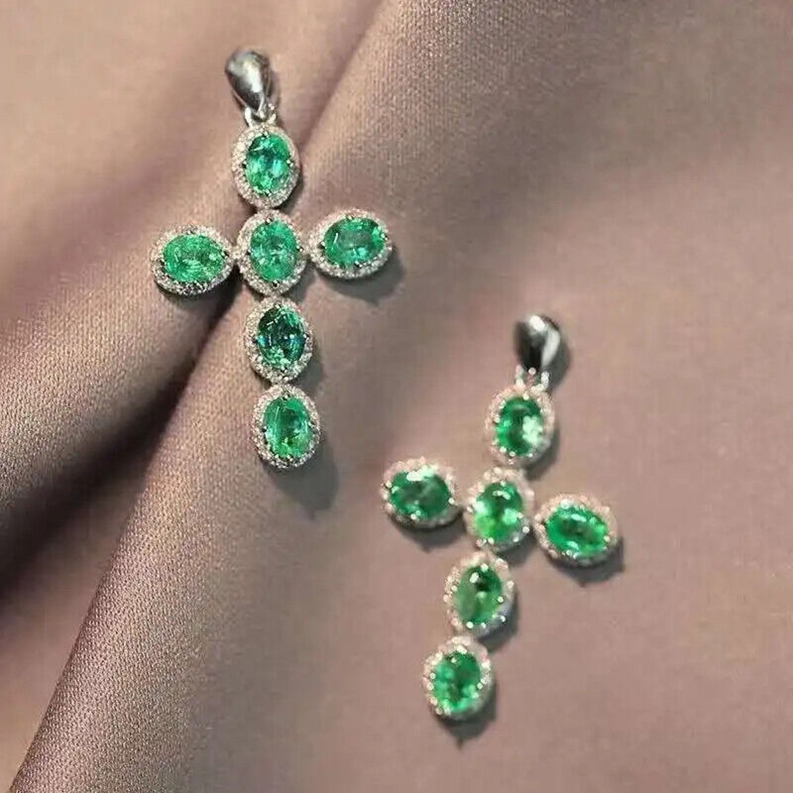 Natural Gemstone Cross Necklace, Ruby, Sapphire, Emerald, Moonstone, Aquamarine