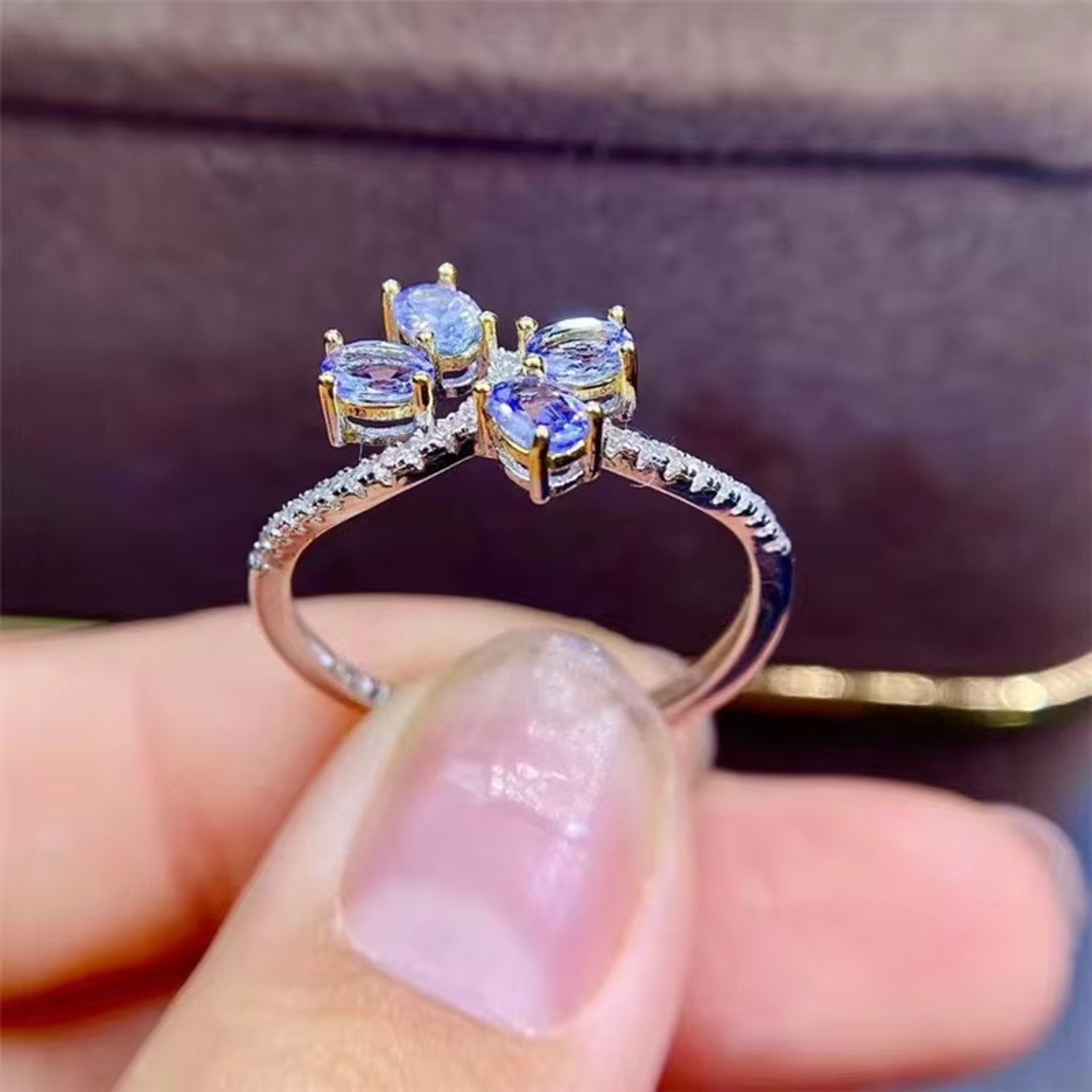 Tanzanite Ring, Natural Purple Tanzanite Ring Sterling Silver