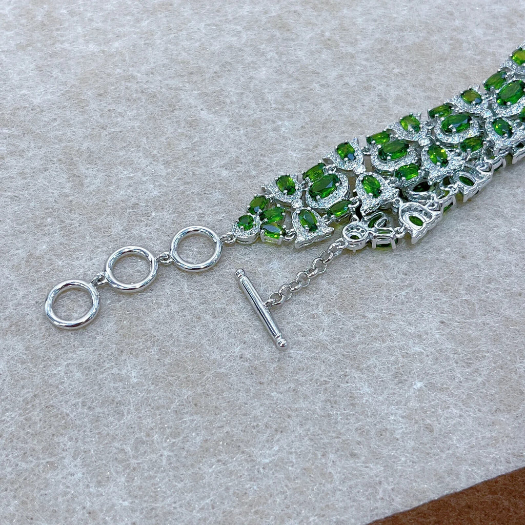 Chrome Diopside Multilayer Tennis Bracelet, Natural Gemstone Bracelet CZ