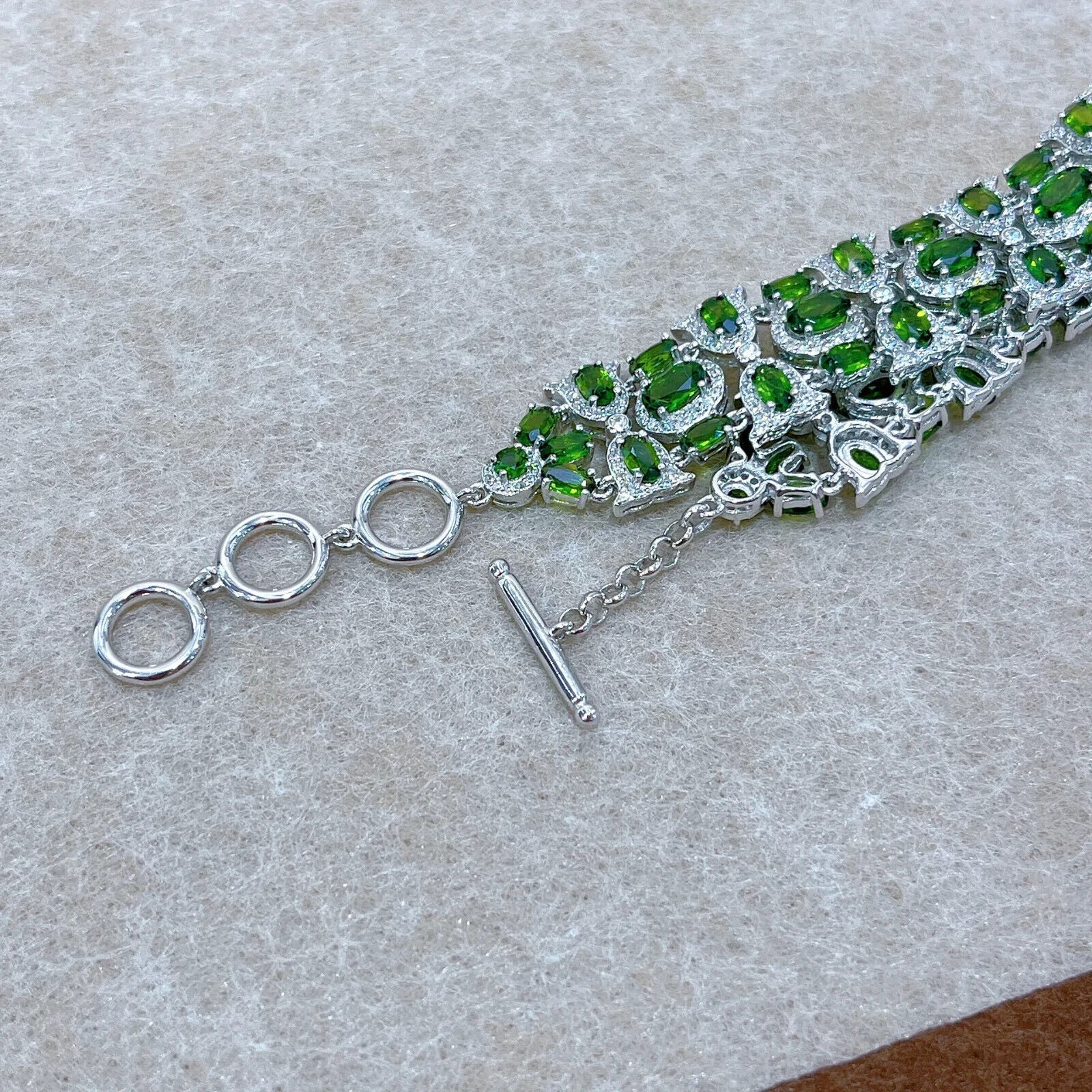 Chrome Diopside Multilayer Tennis Bracelet, Natural Gemstone Bracelet CZ