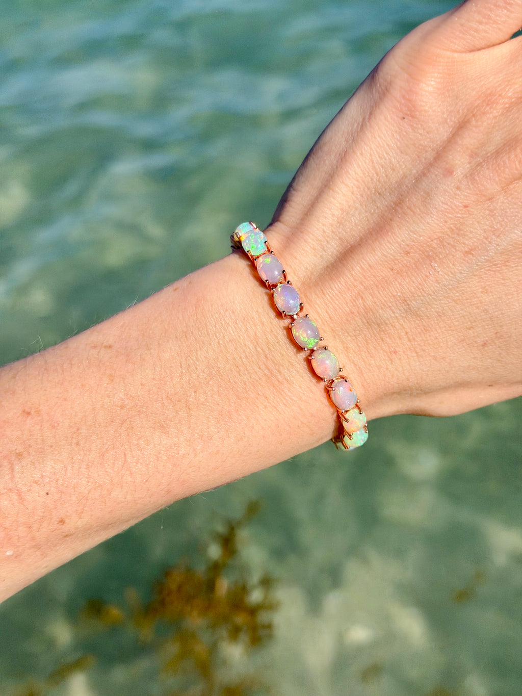 Fire Opal Bracelet, Natural Australian Fire Opal Tennis Bracelet Sterling Silver