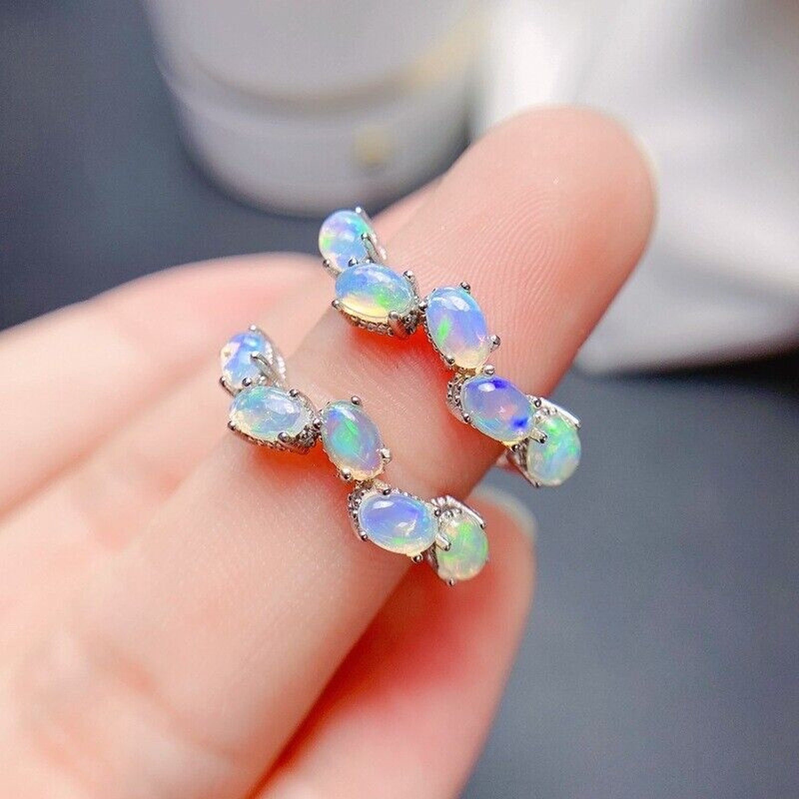Natural Opal Ring, Opal Sterling Silver Ring, Australian Opal Ring