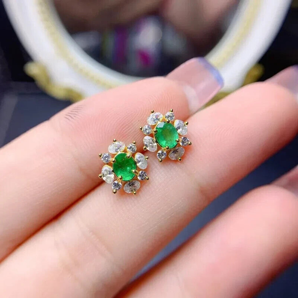 Natural Emerald Earrings, Emerald Earrings, Emerald Stud Earrings, 925 Sterling Silver, Natural Emeralds, Natural Emerald, Sterling Silver Emerald Earrings, Oval Cut Emerald Stud Earrings, Emerald Stud Earrings 925 Sterling Silver, 925 Sterling Silver Emerald Earrings, Natural Emerald Studs, Emerald Studs, Emerald Stud Earrings, Emerald Earrings For Women, Anniversary Gift, May Birthstone Emerald, Emerald Jewelry, Colombian Emerald, Mined Emerald, Genuine Emerald, Emerald with Certificate, Emerald Meaning